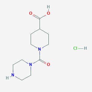 1-(Piperazine-1-carbonyl)piperidine-4-carboxylic acid hydrochloride