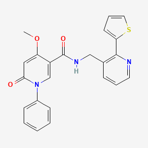 molecular formula C23H19N3O3S B2987996 4-甲氧基-6-氧代-1-苯基-N-((2-(噻吩-2-基)吡啶-3-基)甲基)-1,6-二氢吡啶-3-甲酰胺 CAS No. 2034435-06-6