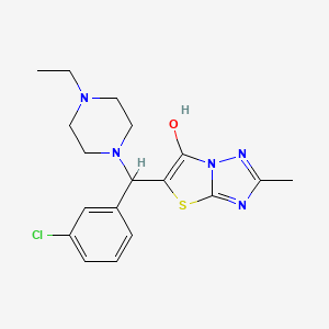 molecular formula C18H22ClN5OS B2987997 5-((3-Chlorophenyl)(4-ethylpiperazin-1-yl)methyl)-2-methylthiazolo[3,2-b][1,2,4]triazol-6-ol CAS No. 851969-40-9