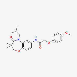 molecular formula C24H30N2O5 B2988001 N-(5-isobutyl-3,3-dimethyl-4-oxo-2,3,4,5-tetrahydrobenzo[b][1,4]oxazepin-7-yl)-2-(4-methoxyphenoxy)acetamide CAS No. 921566-63-4