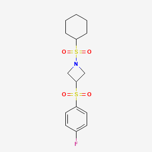 molecular formula C15H20FNO4S2 B2988016 1-(Cyclohexylsulfonyl)-3-((4-fluorophenyl)sulfonyl)azetidine CAS No. 1797143-72-6