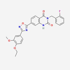 molecular formula C26H21FN4O5 B2988027 7-(3-(4-ethoxy-3-methoxyphenyl)-1,2,4-oxadiazol-5-yl)-3-(2-fluorobenzyl)quinazoline-2,4(1H,3H)-dione CAS No. 1207048-17-6