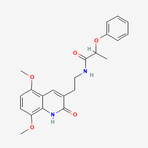 molecular formula C22H24N2O5 B2988032 N-(2-(5,8-dimethoxy-2-oxo-1,2-dihydroquinolin-3-yl)ethyl)-2-phenoxypropanamide CAS No. 851404-04-1