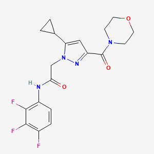 molecular formula C19H19F3N4O3 B2988035 2-(5-环丙基-3-(吗啉-4-羰基)-1H-吡唑-1-基)-N-(2,3,4-三氟苯基)乙酰胺 CAS No. 1170189-29-3