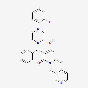 molecular formula C29H29FN4O2 B2988037 3-((4-(2-fluorophenyl)piperazin-1-yl)(phenyl)methyl)-4-hydroxy-6-methyl-1-(pyridin-3-ylmethyl)pyridin-2(1H)-one CAS No. 939244-58-3