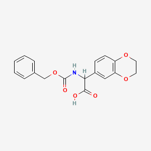 molecular formula C18H17NO6 B2988040 2-{[(Benzyloxy)carbonyl]amino}-2-(2,3-dihydro-1,4-benzodioxin-6-yl)acetic acid CAS No. 73101-08-3