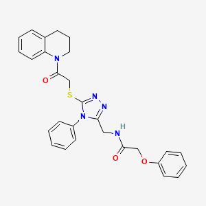 molecular formula C28H27N5O3S B2988046 N-[[5-[2-(3,4-dihydro-2H-quinolin-1-yl)-2-oxoethyl]sulfanyl-4-phenyl-1,2,4-triazol-3-yl]methyl]-2-phenoxyacetamide CAS No. 394214-55-2