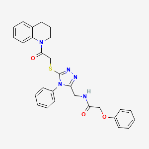 molecular formula C28H27N5O3S B2988046 N-[(5-{[2-oxo-2-(1,2,3,4-tetrahydroquinolin-1-yl)ethyl]sulfanyl}-4-phenyl-4H-1,2,4-triazol-3-yl)methyl]-2-phenoxyacetamide CAS No. 394214-55-2