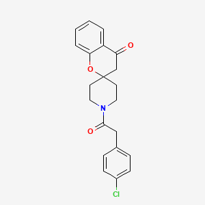 molecular formula C21H20ClNO3 B2988048 1'-(2-(4-Chlorophenyl)acetyl)spiro[chroman-2,4'-piperidin]-4-one CAS No. 877811-23-9