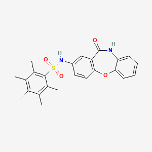 molecular formula C24H24N2O4S B2988050 2,3,4,5,6-五甲基-N-(11-氧代-10,11-二氢二苯并[b,f][1,4]恶杂环庚-2-基)苯磺酰胺 CAS No. 922062-65-5