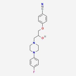 molecular formula C20H22FN3O2 B2988058 4-{3-[4-(4-Fluorophenyl)piperazino]-2-hydroxypropoxy}benzenecarbonitrile CAS No. 383147-03-3