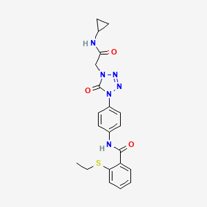 molecular formula C21H22N6O3S B2988059 N-(4-(4-(2-(环丙基氨基)-2-氧代乙基)-5-氧代-4,5-二氢-1H-四唑-1-基)苯基)-2-(乙硫基)苯甲酰胺 CAS No. 1396882-18-0