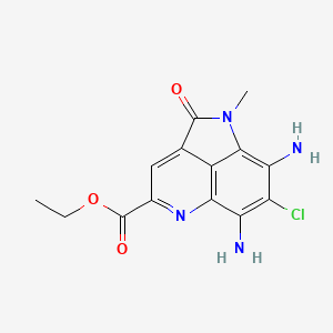 molecular formula C14H13ClN4O3 B2988066 6,8-二氨基-7-氯-1-甲基-2-氧代-1,2-二氢吡咯并[4,3,2-de]喹啉-4-羧酸乙酯 CAS No. 1883799-26-5