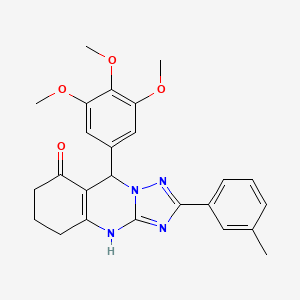 molecular formula C25H26N4O4 B2988071 2-(3-methylphenyl)-9-(3,4,5-trimethoxyphenyl)-5,6,7,9-tetrahydro[1,2,4]triazolo[5,1-b]quinazolin-8(4H)-one CAS No. 539840-48-7