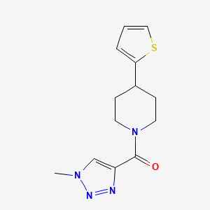 molecular formula C13H16N4OS B2988074 (1-甲基-1H-1,2,3-三唑-4-基)(4-(噻吩-2-基)哌啶-1-基)甲酮 CAS No. 1797309-56-8