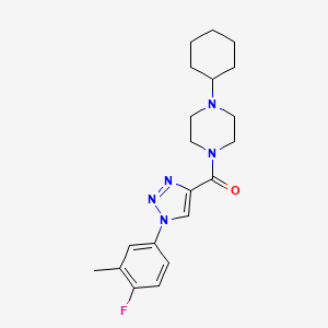 molecular formula C20H26FN5O B2988078 (4-cyclohexylpiperazin-1-yl)(1-(4-fluoro-3-methylphenyl)-1H-1,2,3-triazol-4-yl)methanone CAS No. 1326869-50-4