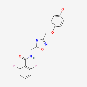 molecular formula C18H15F2N3O4 B2988083 2,6-二氟-N-((3-((4-甲氧基苯氧基)甲基)-1,2,4-噁二唑-5-基甲基)苯甲酰胺 CAS No. 1226441-39-9