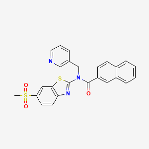 molecular formula C25H19N3O3S2 B2988093 N-(6-(methylsulfonyl)benzo[d]thiazol-2-yl)-N-(pyridin-3-ylmethyl)-2-naphthamide CAS No. 923436-43-5