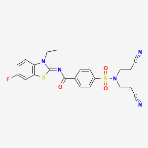 molecular formula C22H20FN5O3S2 B2988099 (E)-4-(N,N-bis(2-cyanoethyl)sulfamoyl)-N-(3-ethyl-6-fluorobenzo[d]thiazol-2(3H)-ylidene)benzamide CAS No. 850910-20-2