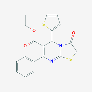 molecular formula C19H16N2O3S2 B298810 ethyl 3-oxo-7-phenyl-5-(thiophen-2-yl)-2,3-dihydro-5H-[1,3]thiazolo[3,2-a]pyrimidine-6-carboxylate 