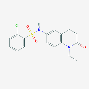 molecular formula C17H17ClN2O3S B2988105 2-氯-N~1~-(1-乙基-2-氧代-1,2,3,4-四氢-6-喹啉基)-1-苯磺酰胺 CAS No. 921888-45-1