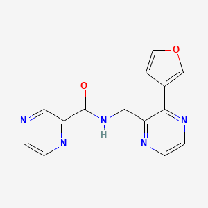 molecular formula C14H11N5O2 B2988120 N-((3-(呋喃-3-基)吡嗪-2-基)甲基)吡嗪-2-甲酰胺 CAS No. 2034236-50-3