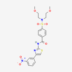 molecular formula C22H24N4O7S2 B2988123 4-[双(2-甲氧基乙基)磺酰胺基]-N-[4-(3-硝基苯基)-1,3-噻唑-2-基]苯甲酰胺 CAS No. 329903-40-4