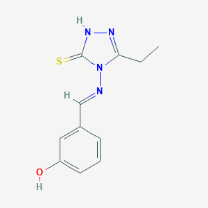 molecular formula C11H12N4OS B298813 3-{[(3-ethyl-5-sulfanyl-4H-1,2,4-triazol-4-yl)imino]methyl}phenol 