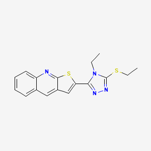 molecular formula C17H16N4S2 B2988134 乙基 4-乙基-5-噻吩并[2,3-b]喹啉-2-基-4H-1,2,4-三唑-3-基硫醚 CAS No. 439112-37-5