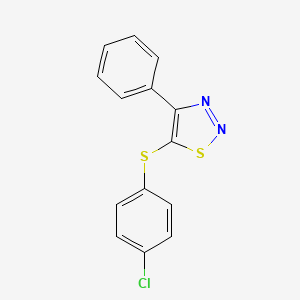 molecular formula C14H9ClN2S2 B2988147 4-Chlorophenyl 4-phenyl-1,2,3-thiadiazol-5-yl sulfide CAS No. 338398-29-1