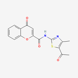 molecular formula C16H12N2O4S B2988149 N-(5-acetyl-4-methyl-1,3-thiazol-2-yl)-4-oxochromene-2-carboxamide CAS No. 361166-39-4