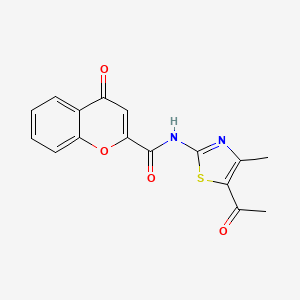 molecular formula C16H12N2O4S B2988149 N-(5-acetyl-4-methyl-1,3-thiazol-2-yl)-4-oxo-4H-chromene-2-carboxamide CAS No. 361166-39-4