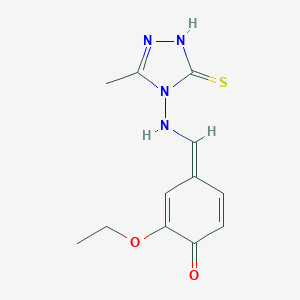 molecular formula C12H14N4O2S B298815 (4Z)-2-ethoxy-4-[[(3-methyl-5-sulfanylidene-1H-1,2,4-triazol-4-yl)amino]methylidene]cyclohexa-2,5-dien-1-one 