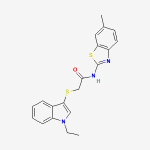 molecular formula C20H19N3OS2 B2988155 2-((1-乙基-1H-吲哚-3-基)硫代)-N-(6-甲基苯并[d]噻唑-2-基)乙酰胺 CAS No. 862825-66-9