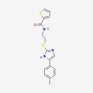 molecular formula C17H17N3OS2 B2988165 N-(2-((5-(对甲苯基)-1H-咪唑-2-基)硫代)乙基)噻吩-2-甲酰胺 CAS No. 897454-45-4