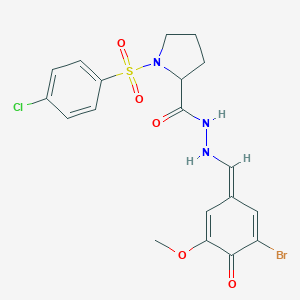 N'-[(E)-(3-bromo-5-methoxy-4-oxocyclohexa-2,5-dien-1-ylidene)methyl]-1-(4-chlorophenyl)sulfonylpyrrolidine-2-carbohydrazide