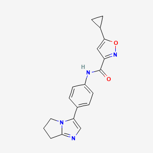 molecular formula C19H18N4O2 B2988170 5-环丙基-N-(4-(6,7-二氢-5H-吡咯并[1,2-a]咪唑-3-基)苯基)异恶唑-3-甲酰胺 CAS No. 1421453-65-7