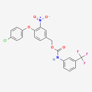 molecular formula C21H14ClF3N2O5 B2988184 [4-(4-氯苯氧基)-3-硝基苯基]甲基 N-[3-(三氟甲基)苯基]氨基甲酸酯 CAS No. 478048-62-3