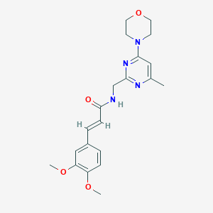 molecular formula C21H26N4O4 B2988185 (E)-3-(3,4-二甲氧基苯基)-N-((4-甲基-6-吗啉代嘧啶-2-基)甲基)丙烯酰胺 CAS No. 1798341-83-9