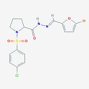 molecular formula C16H15BrClN3O4S B298819 N'-[(5-bromo-2-furyl)methylene]-1-[(4-chlorophenyl)sulfonyl]-2-pyrrolidinecarbohydrazide 
