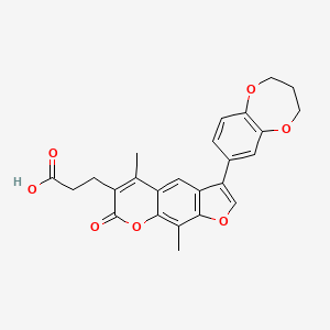 molecular formula C25H22O7 B2988199 3-[3-(3,4-dihydro-2H-1,5-benzodioxepin-7-yl)-5,9-dimethyl-7-oxo-7H-furo[3,2-g]chromen-6-yl]propanoic acid CAS No. 1190298-09-9