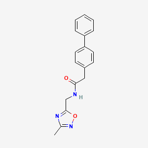 molecular formula C18H17N3O2 B2988200 2-([1,1'-biphenyl]-4-yl)-N-((3-methyl-1,2,4-oxadiazol-5-yl)methyl)acetamide CAS No. 1235282-40-2