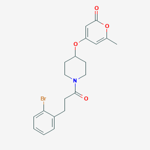 molecular formula C20H22BrNO4 B2988213 4-((1-(3-(2-溴苯基)丙酰)哌啶-4-基)氧基)-6-甲基-2H-吡喃-2-酮 CAS No. 1798640-16-0