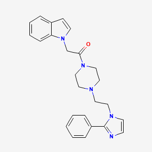 molecular formula C25H27N5O B2988216 2-(1H-indol-1-yl)-1-(4-(2-(2-phenyl-1H-imidazol-1-yl)ethyl)piperazin-1-yl)ethanone CAS No. 1797756-85-4