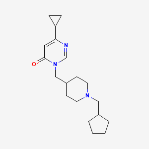 molecular formula C19H29N3O B2988218 3-{[1-(环戊基甲基)哌啶-4-基]甲基}-6-环丙基-3,4-二氢嘧啶-4-酮 CAS No. 2175978-59-1