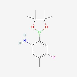 molecular formula C13H19BFNO2 B2988222 2-氨基-5-氟-4-甲苯基硼酸，硼酸二甲酯 CAS No. 2377609-12-4