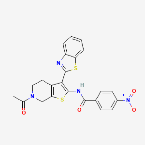 molecular formula C23H18N4O4S2 B2988231 N-(6-acetyl-3-(benzo[d]thiazol-2-yl)-4,5,6,7-tetrahydrothieno[2,3-c]pyridin-2-yl)-4-nitrobenzamide CAS No. 864859-34-7