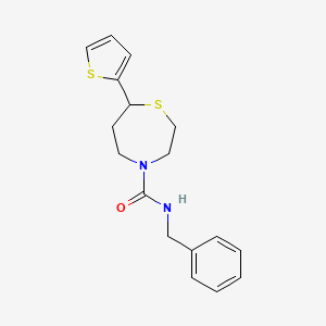molecular formula C17H20N2OS2 B2988232 N-benzyl-7-(thiophen-2-yl)-1,4-thiazepane-4-carboxamide CAS No. 1705219-63-1