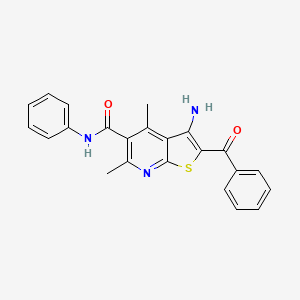 molecular formula C23H19N3O2S B2988235 3-氨基-2-苯甲酰-4,6-二甲基-N-苯基噻吩并[2,3-b]吡啶-5-甲酰胺 CAS No. 330557-76-1