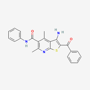 molecular formula C23H19N3O2S B2988235 3-amino-2-benzoyl-4,6-dimethyl-N-phenylthieno[2,3-b]pyridine-5-carboxamide CAS No. 330557-76-1